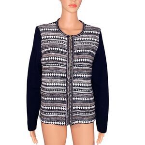 Charter Club Cozy Cardigan Knit Sweater Full Zip Two Tone Womens Size Large